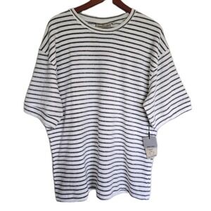 Amongst Others Men's Medium Cream Crew Neck T-Shirt Boxy Fit Drop Shoulder NWT